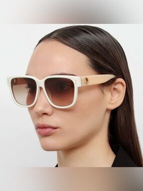 Linda Farrow Perry D Frame Sunglasses White Acetate Oversized MSRP $540 Linda Farrow - Perry Sunglasses | Specs Collective main image 3